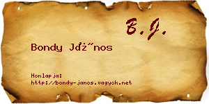Bondy János névjegykártya
